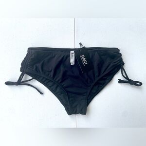 DACI Black Ruched Side Tie Bikini Bottom Size S NWT